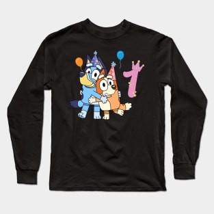 Bluey Happy 1 Years Birthday Long Sleeve T-Shirt